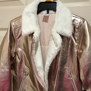 Arizona Jean Company Jackets & Coats - Girl gold bomber jacket with faux fur trim 10/12 Arizona Jean Company Jackets & Coats - Girl gold bomber jacket with faux fur trim 10/12
